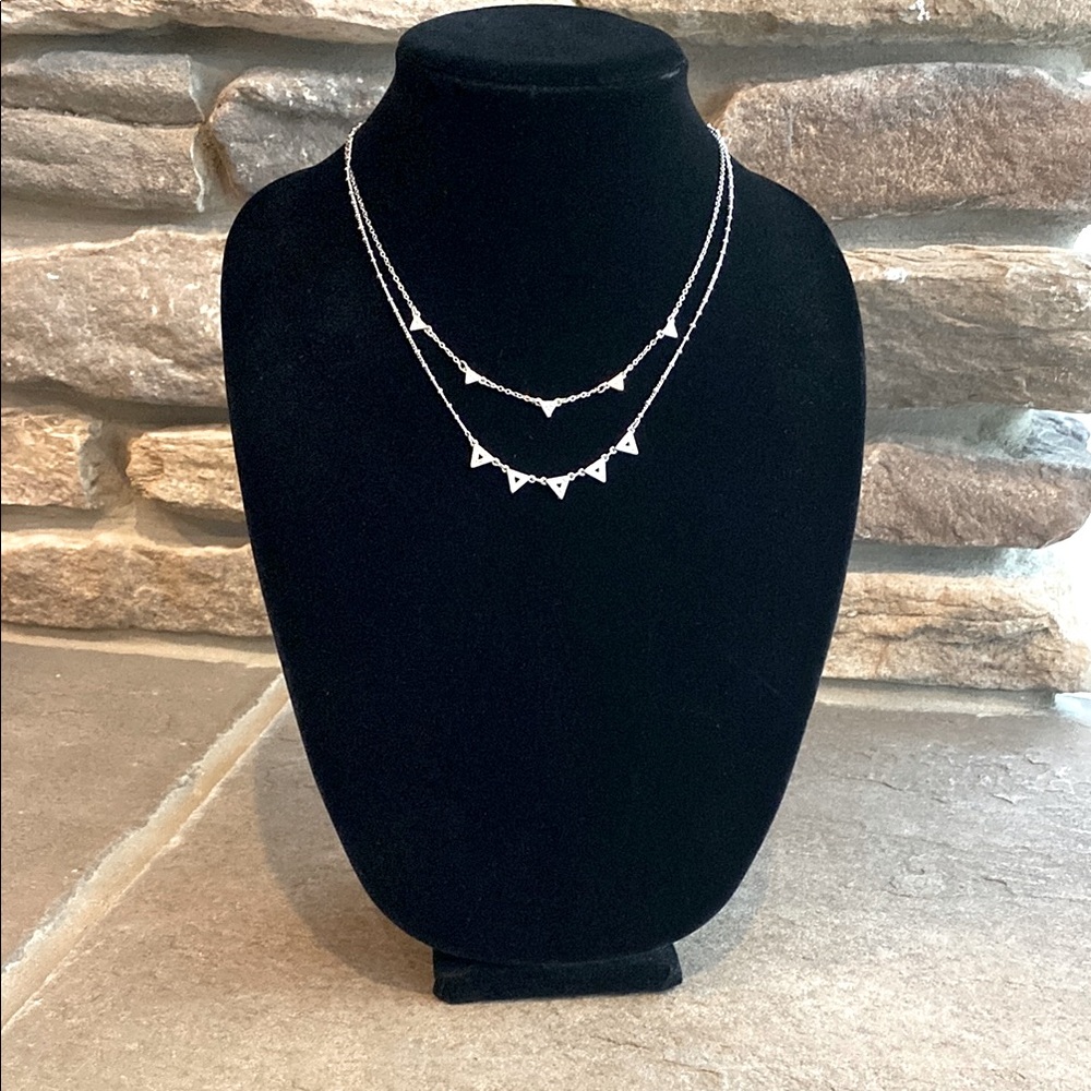 White House Black Market Double Chain W/Crystal Triangles